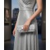 Evening Bag - Pleated Clutch w/ Metal Mesh Accent Bow Flap - Silver - BG-92055S
